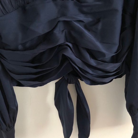 NWT Women’s Navy Satin Blouse Open-back - Picture 4 of 5